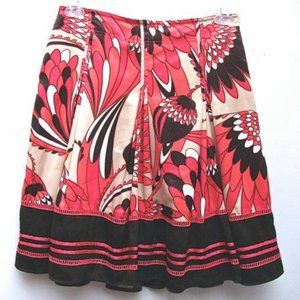 Worthington Flared Short Skirt Pink & Brown Floral Polyester Women’s Size 4